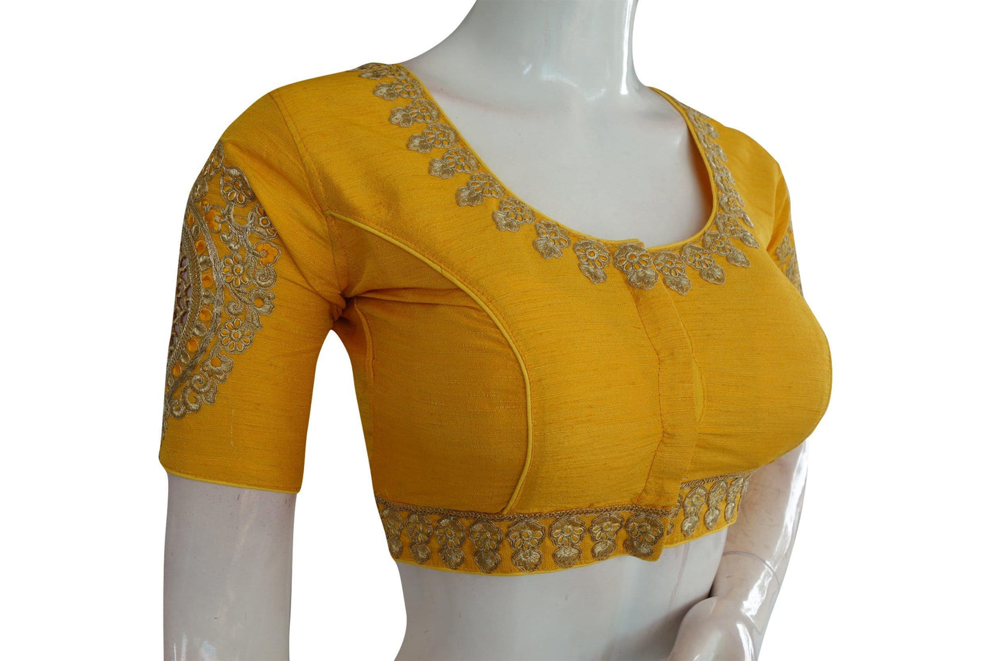 yellow color cut work designer readymade saree blouses