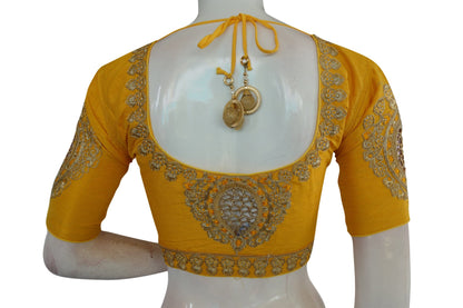 yellow color cut work designer readymade saree blouses