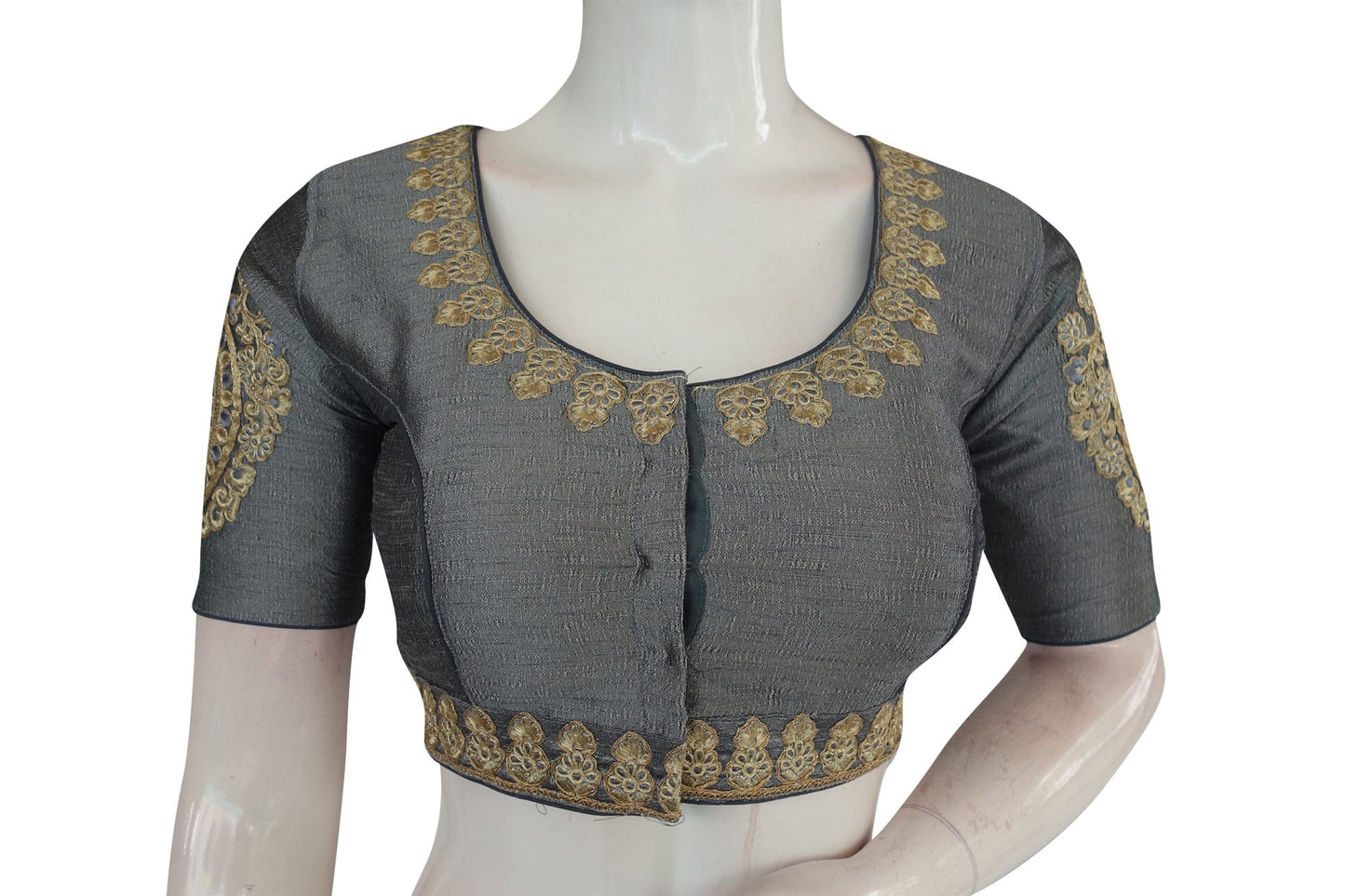 grey color cut work designer readymade saree blouses 1