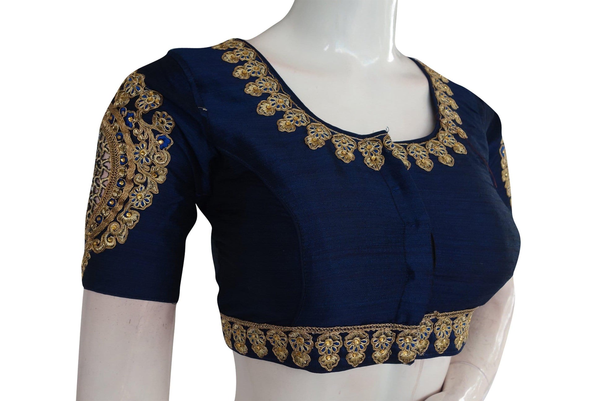 blue color cut work designer readymade saree blouses 1