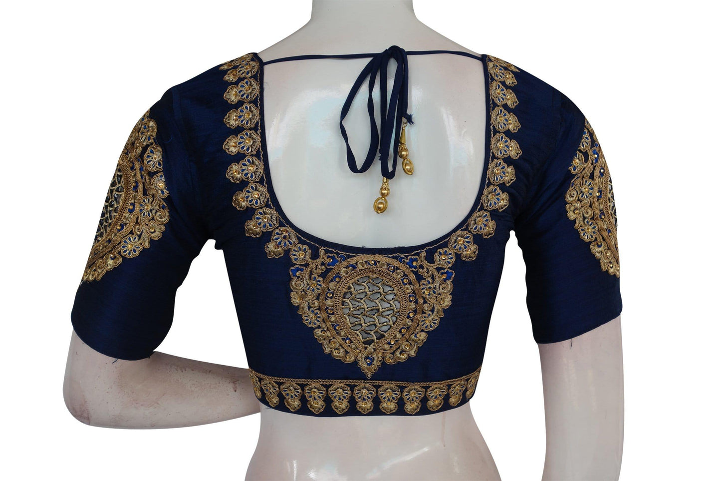 blue color cut work designer readymade saree blouses 1