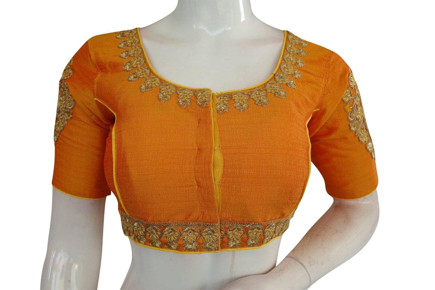 mustard color cut work designer readymade saree blouses 2