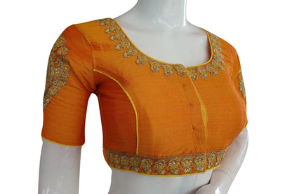 mustard color cut work designer readymade saree blouses 2