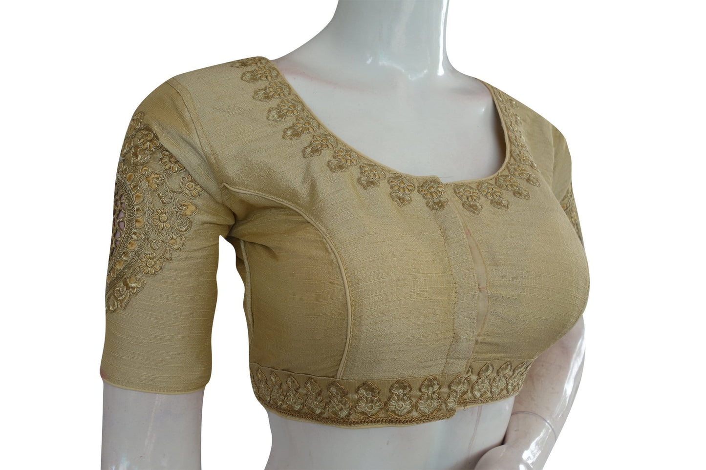 gold color cut work designer readymade saree blouses 1