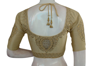 gold color cut work designer readymade saree blouses 1