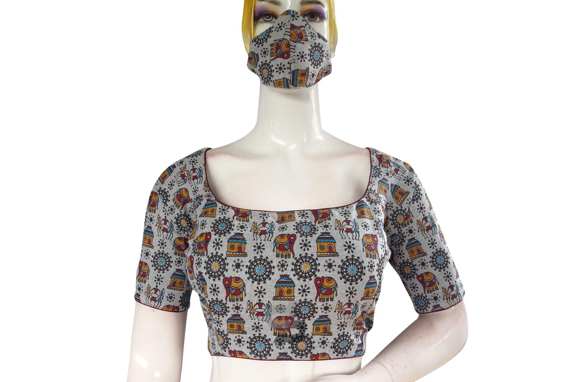 Grey Color Jute Cotton Readymade Designer Blouse - D3blouses