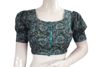 Grey Color Cotton Designer Blouse With Puff Sleeves - D3blouses