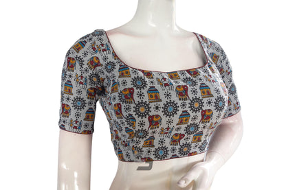 Grey Color Jute Cotton Readymade Designer Blouse - D3blouses