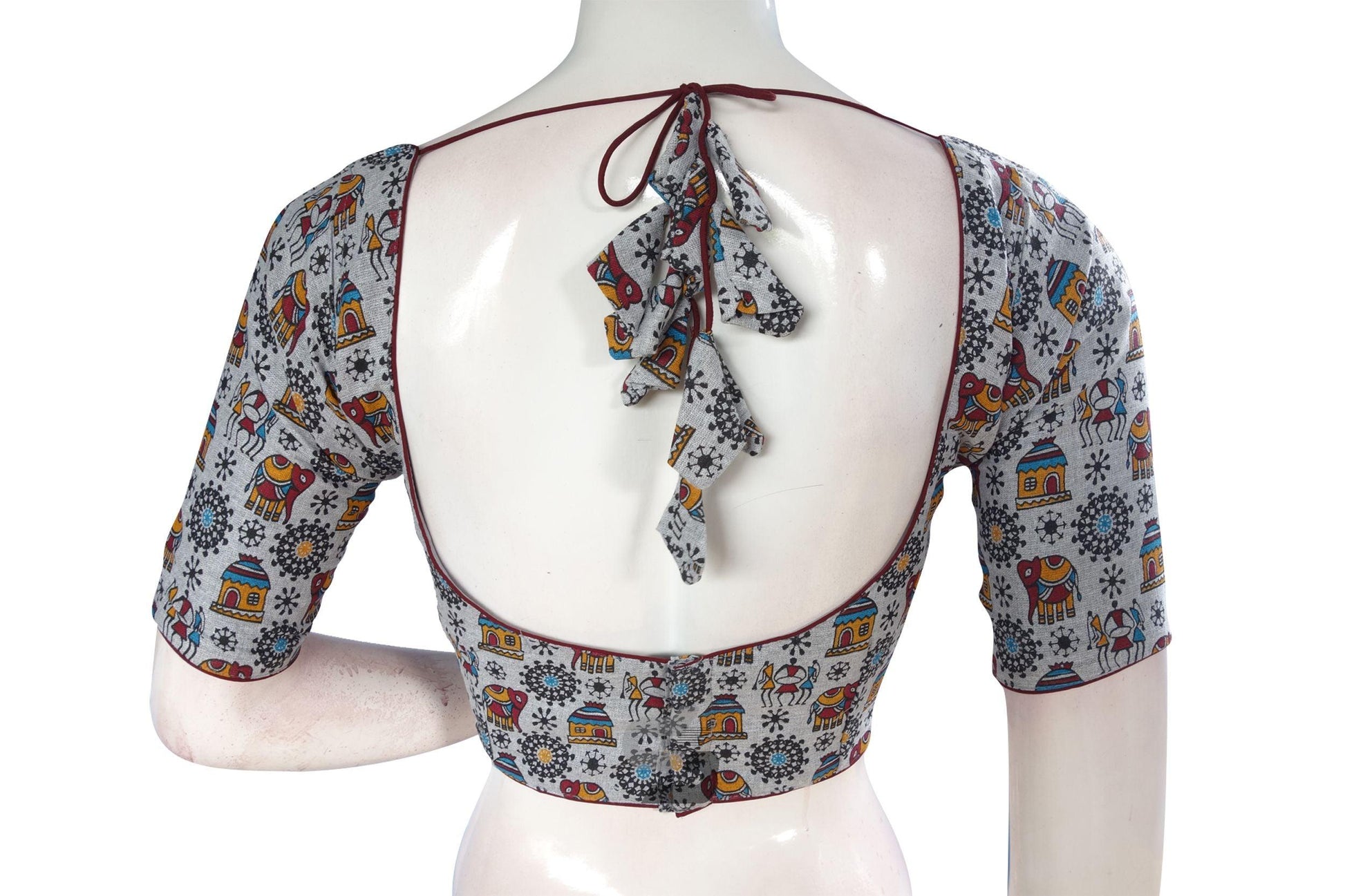 Grey Color Jute Cotton Readymade Designer Blouse - D3blouses