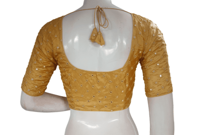 Gold Color Georgette Foil Mirror Designer Readymade Saree Blouse - D3blouses