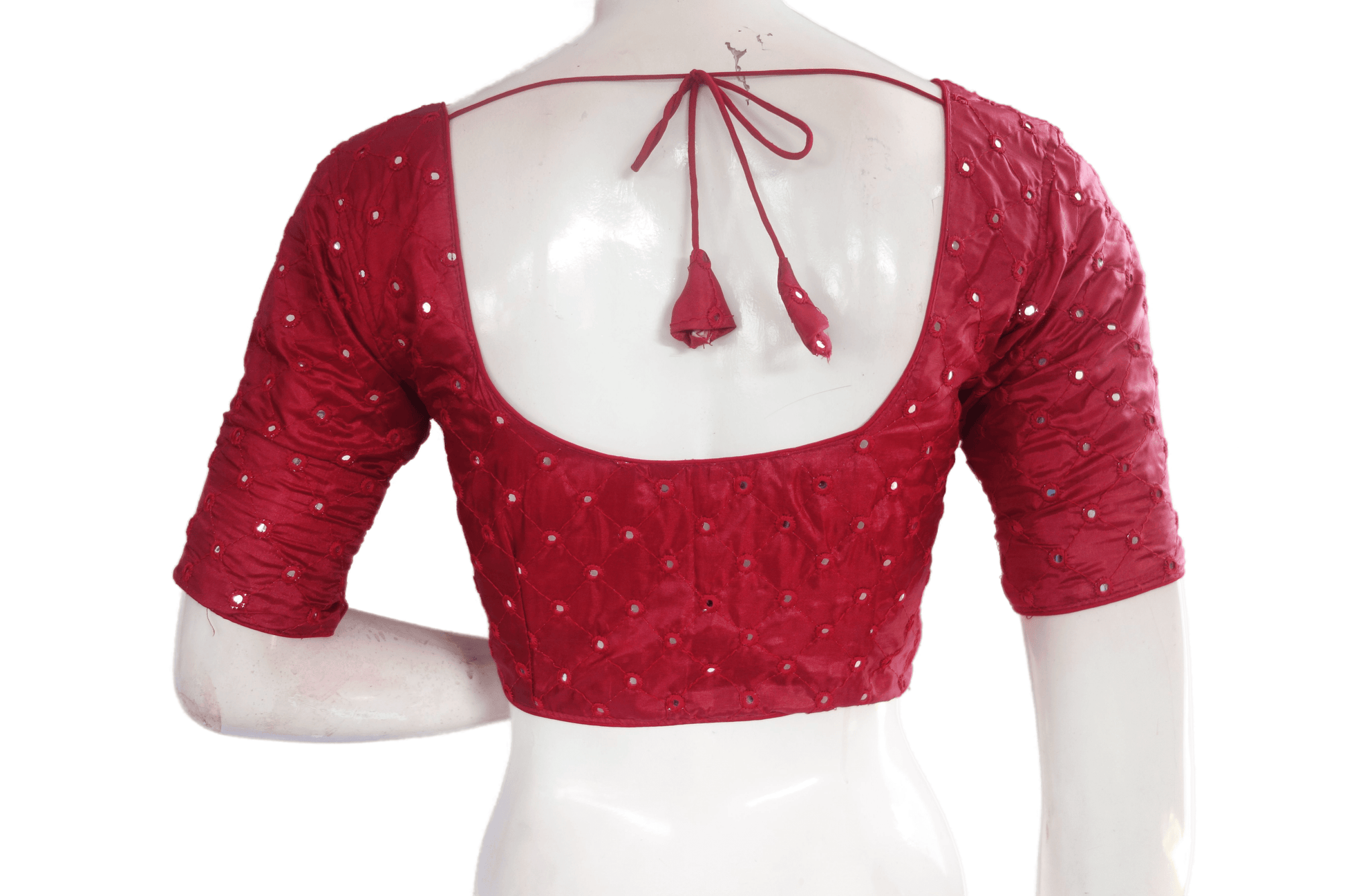 Maroon Color Georgette Foil Mirror Designer Readymade Saree Blouse - D3blouses