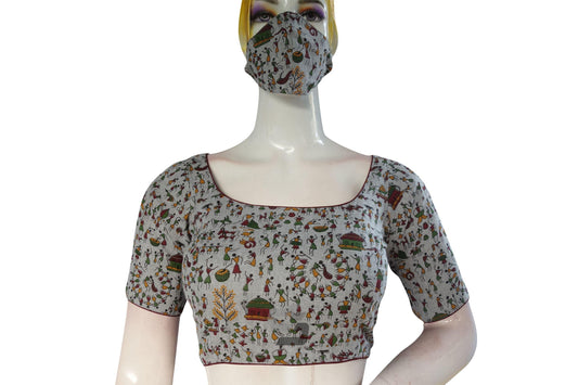 Grey Color Jute Cotton Readymade Designer Blouse - D3blouses