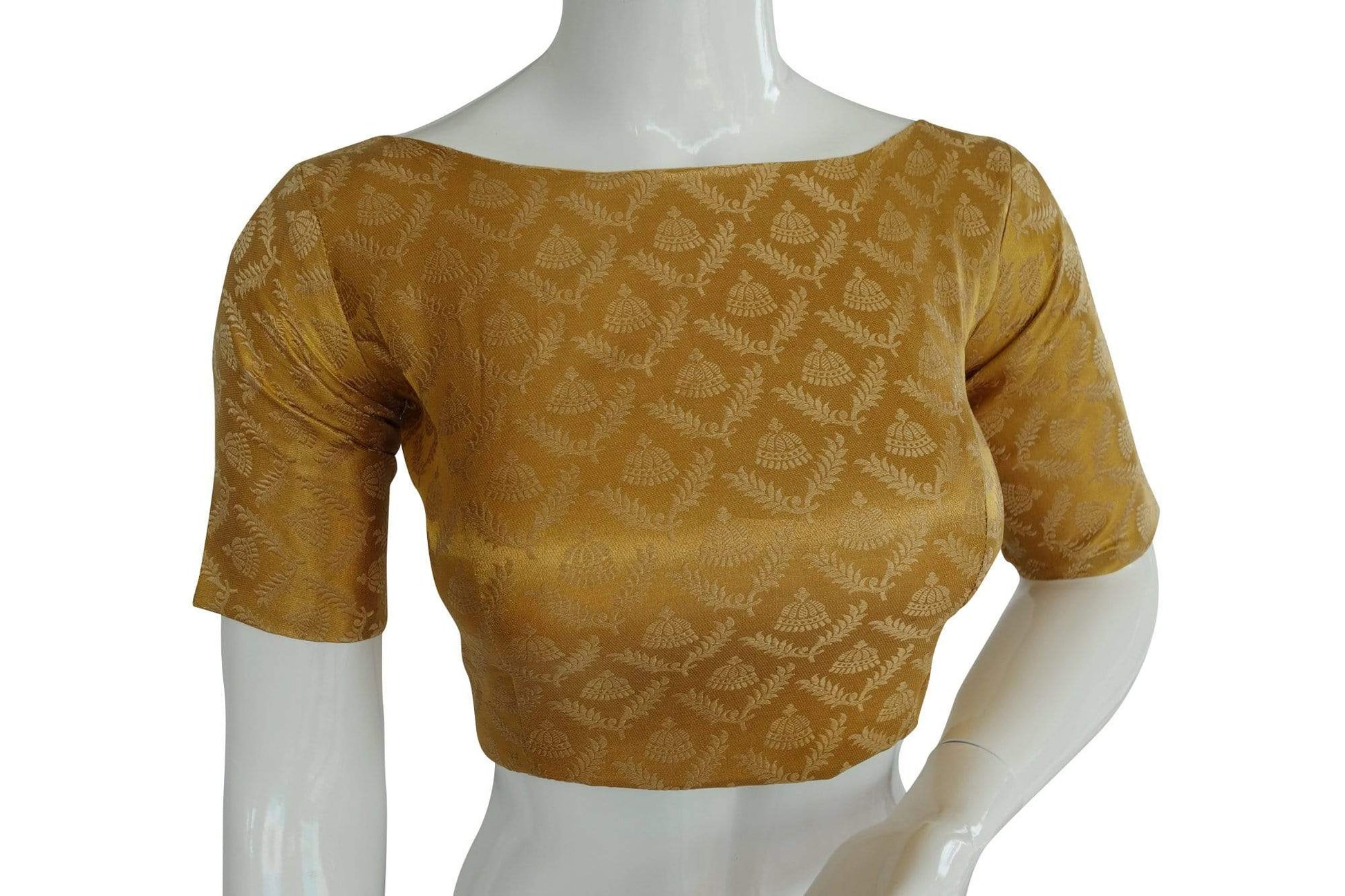brocade silk designer boat neck readymade saree blouse with potli button indian silk saree readymade blouse 5