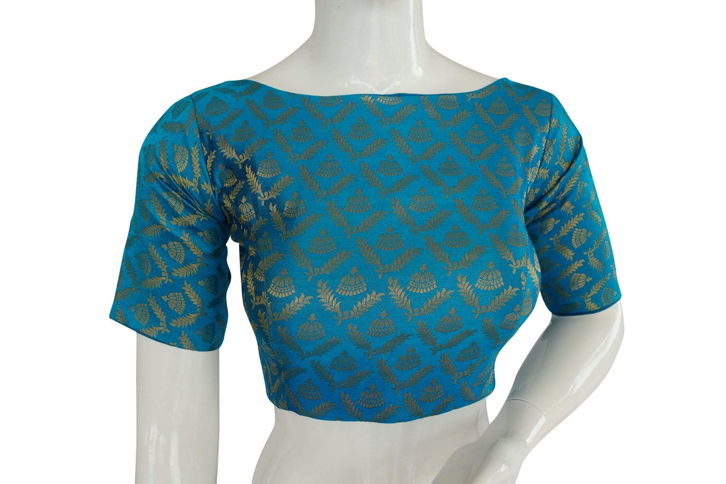 brocade silk designer boat neck readymade saree blouse with potli button indian silk saree readymade blouse 7