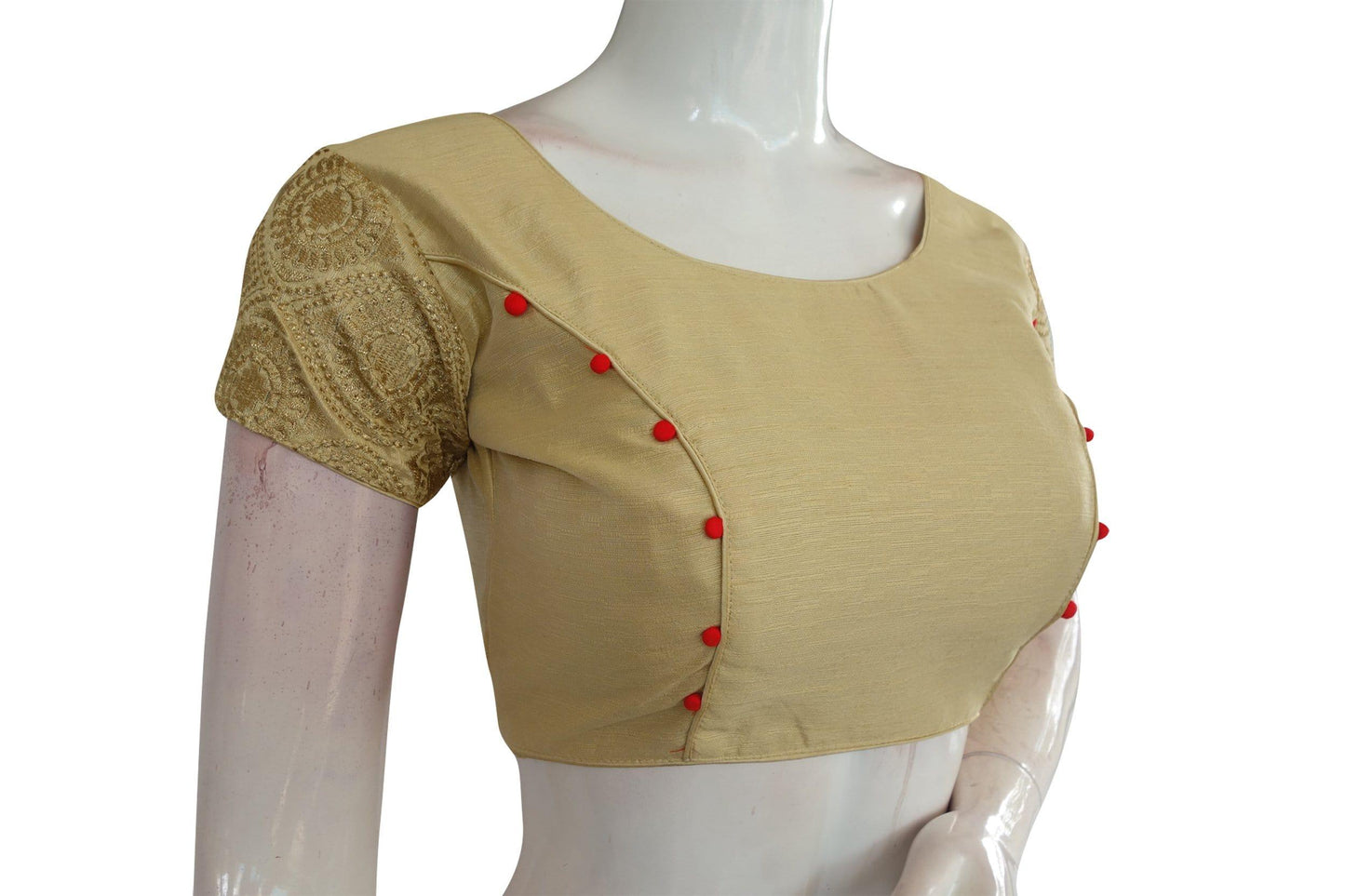 plain semi silk embroidered readymade blouse