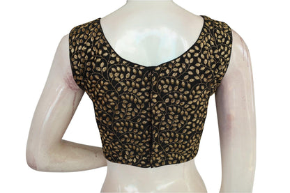 black color designer embroidered readymade saree blouse 2