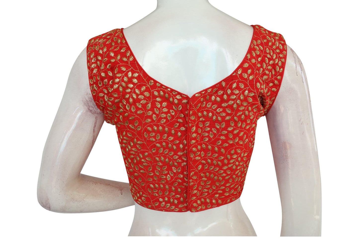 red color designer embroidered readymade saree blouse 2