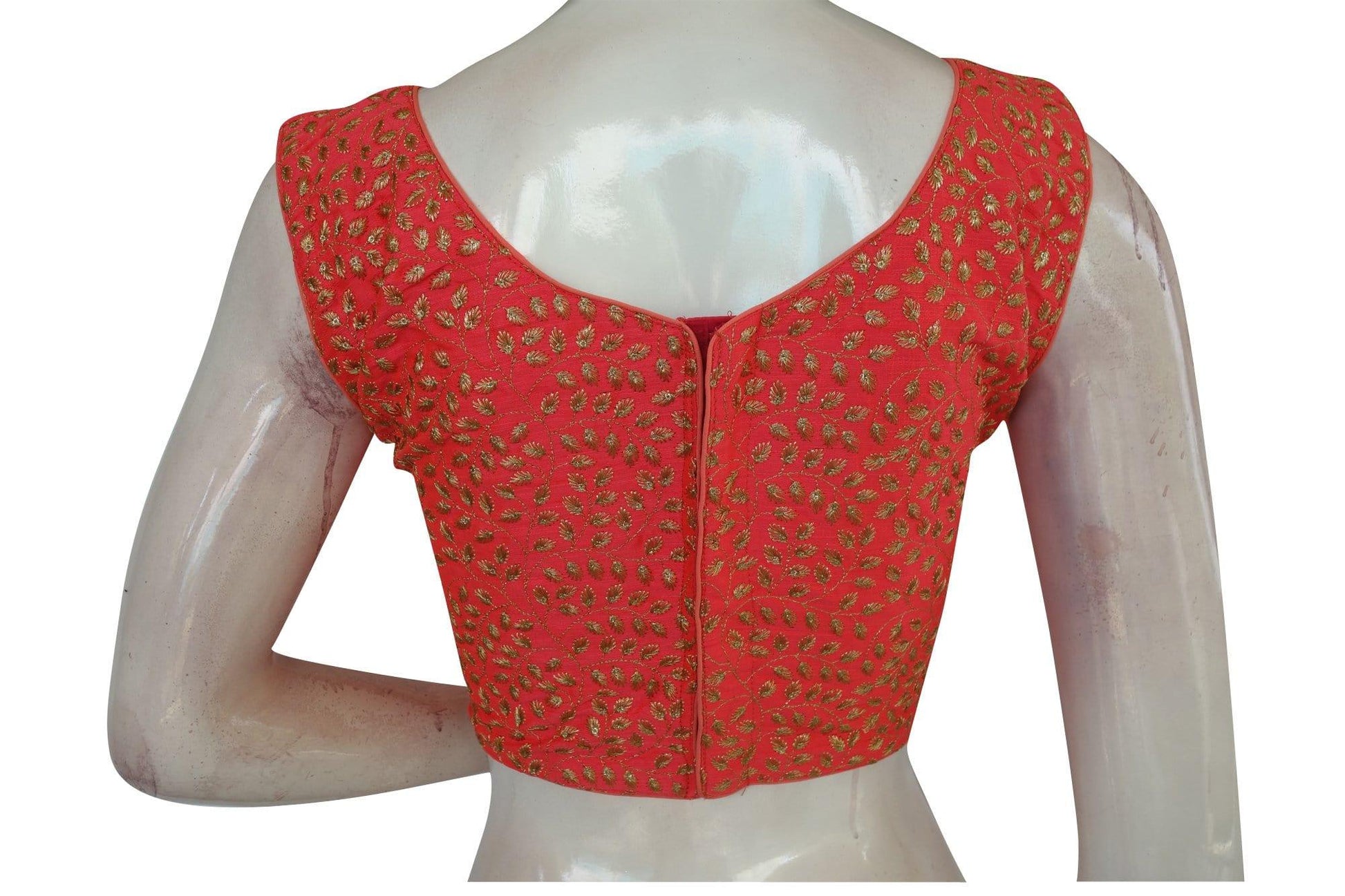peach color designer embroidered readymade saree blouse