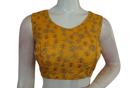 copy of brown color designer embroidered readymade blouse