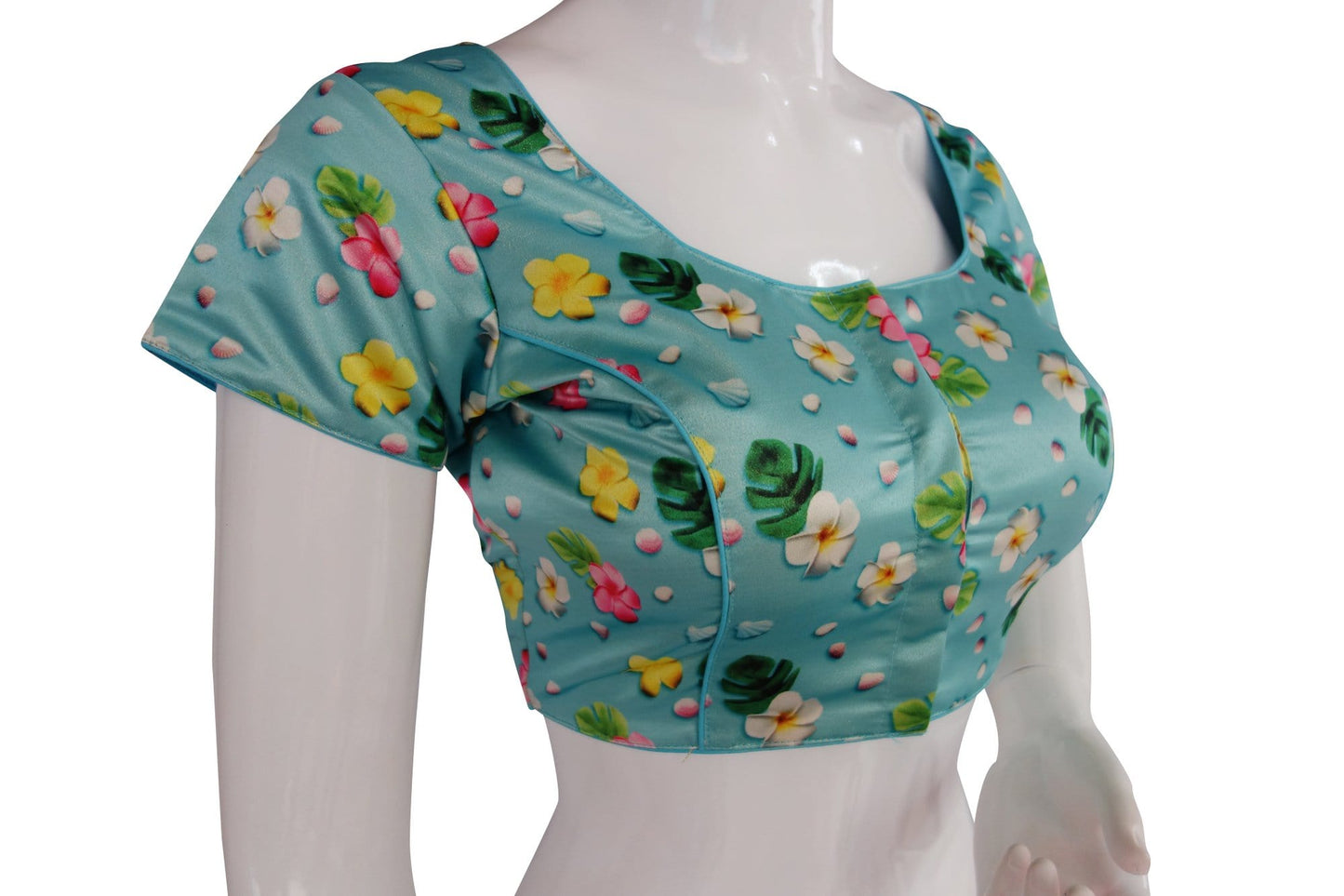 satin silk floral prints readymade saree blouse indian silk saree readymade blouse crop top 3