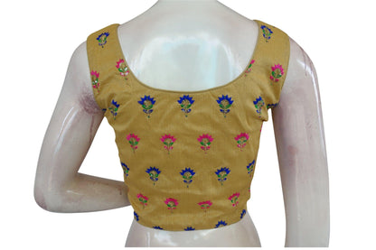 semi silk designer embroidered readymade blouse
