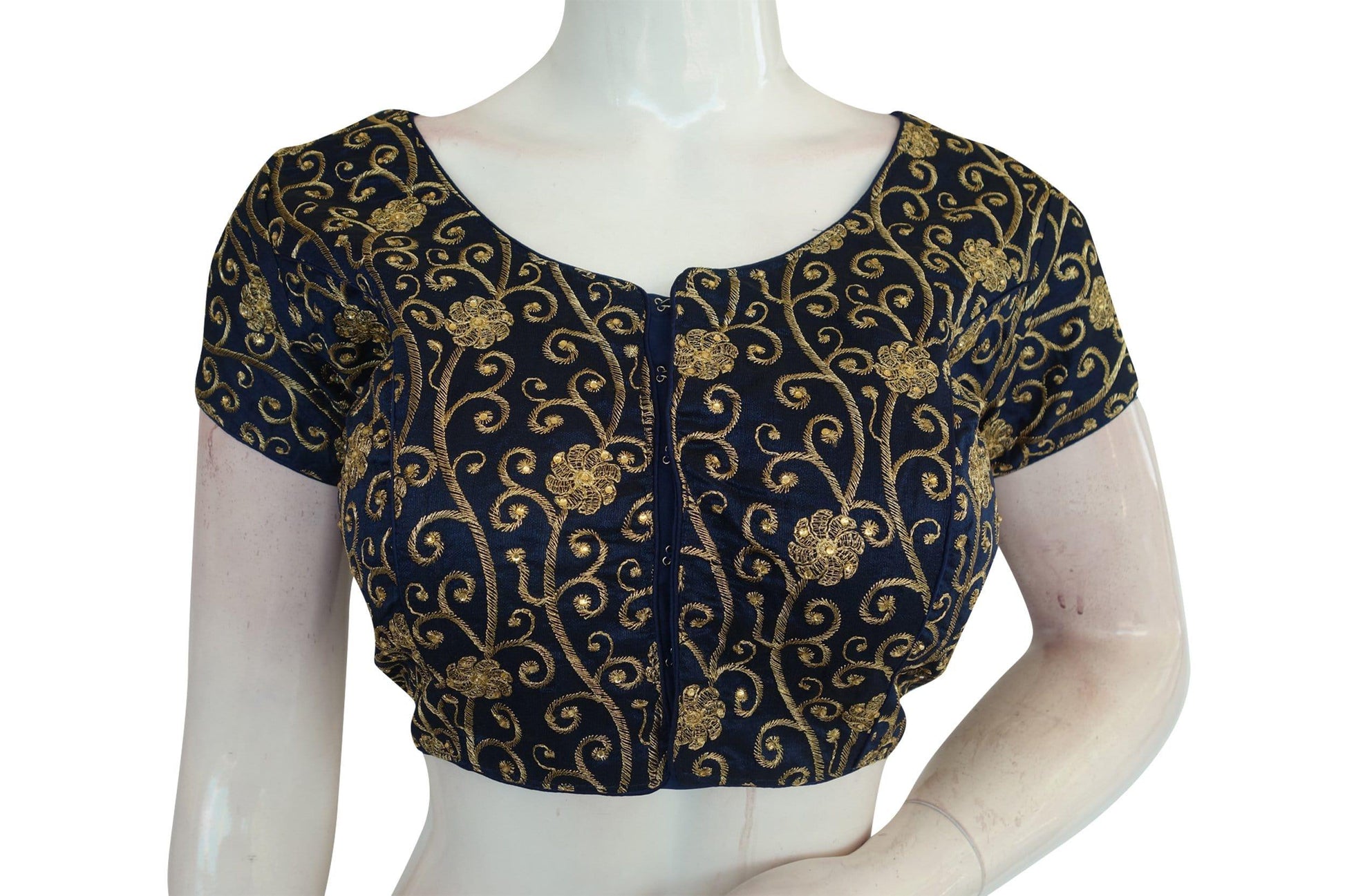 navy blue color designer embroidered readymade blouse 1