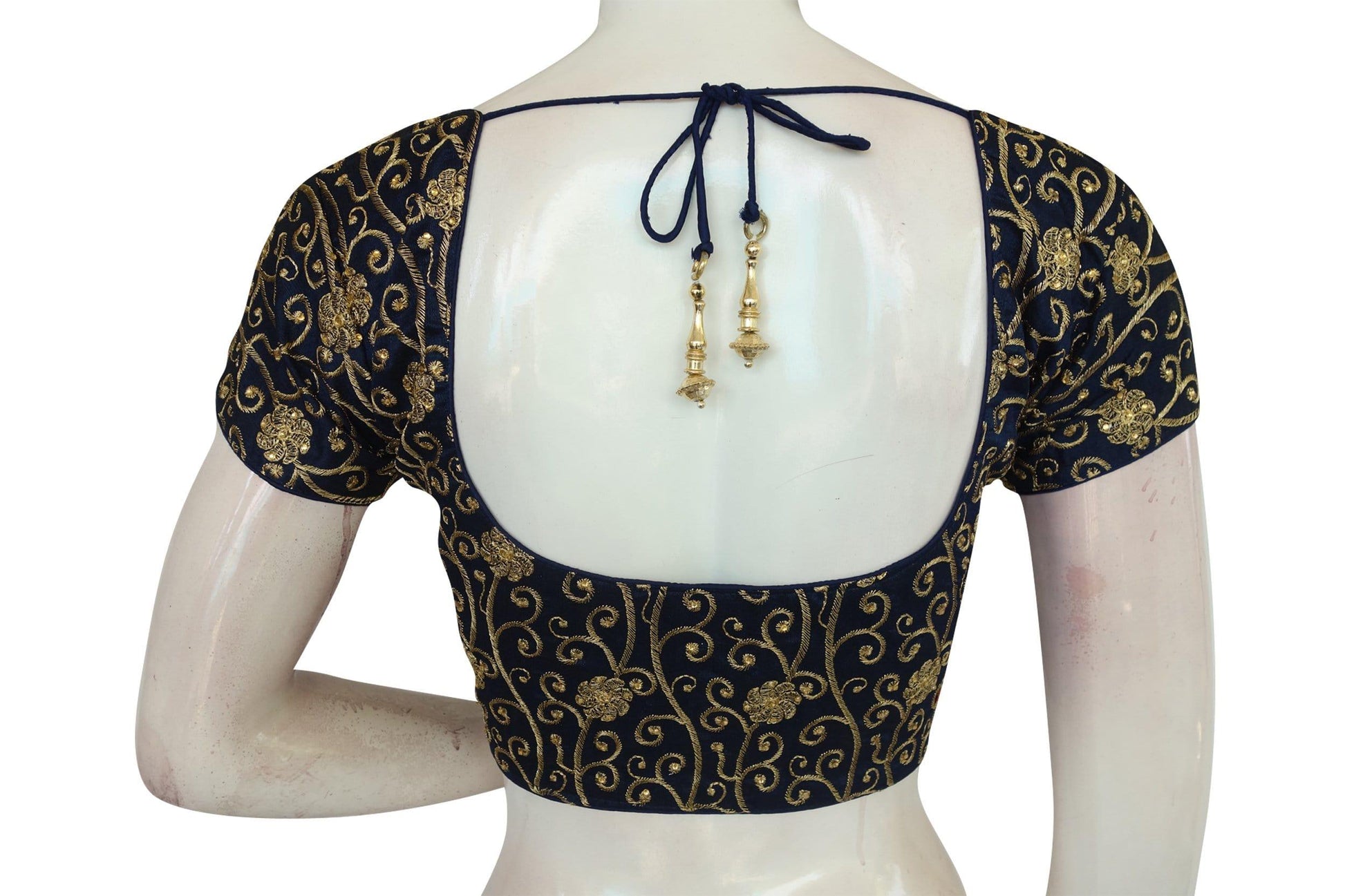 navy blue color designer embroidered readymade blouse 1