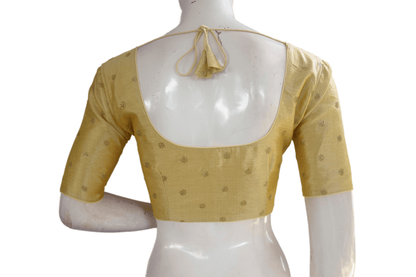 Gold Color Semi Silk Sequin Embroidery Readymade Saree Blouse With Matching Mask - D3blouses