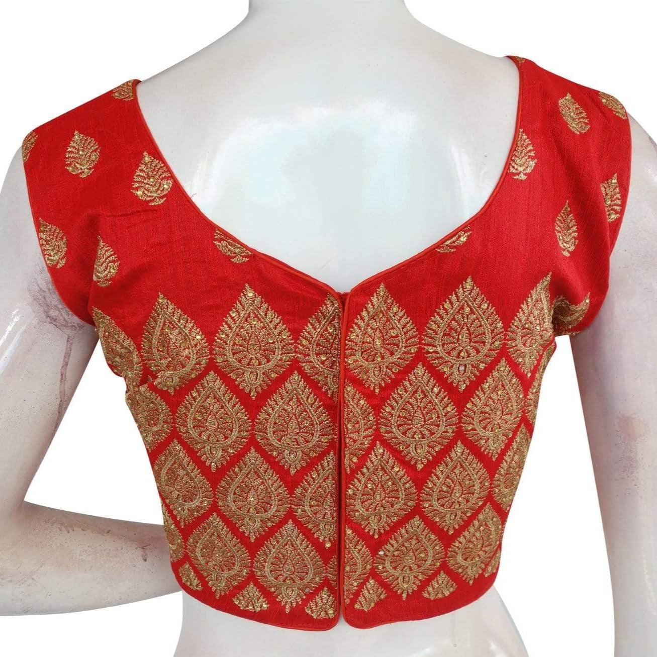 red color bridal designer embroidered readymade blouse