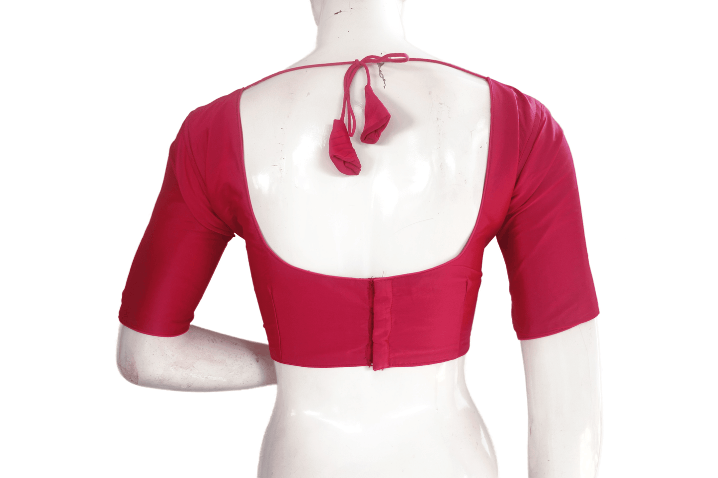 Rani Pink Color Semi Silk Designer Boat Neck Readymade Saree Blouse - D3blouses