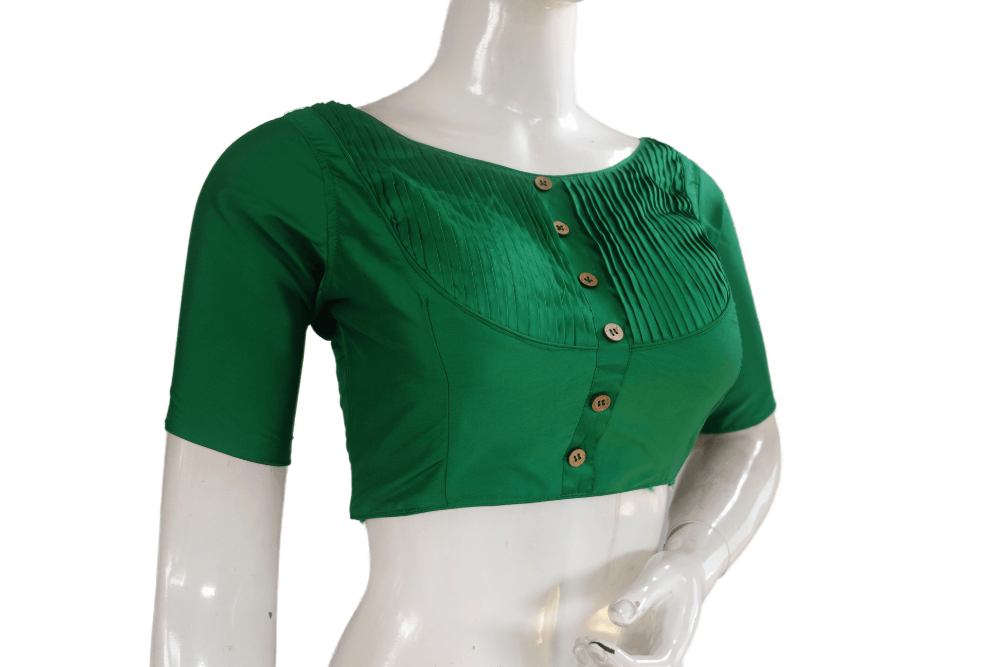 Green Color Semi Silk Designer Boat Neck Readymade Saree Blouse - D3blouses