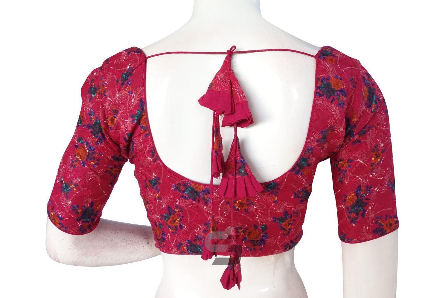 Magenta Color Semi Silk Embroidery Readymade Saree blouse - D3blouses