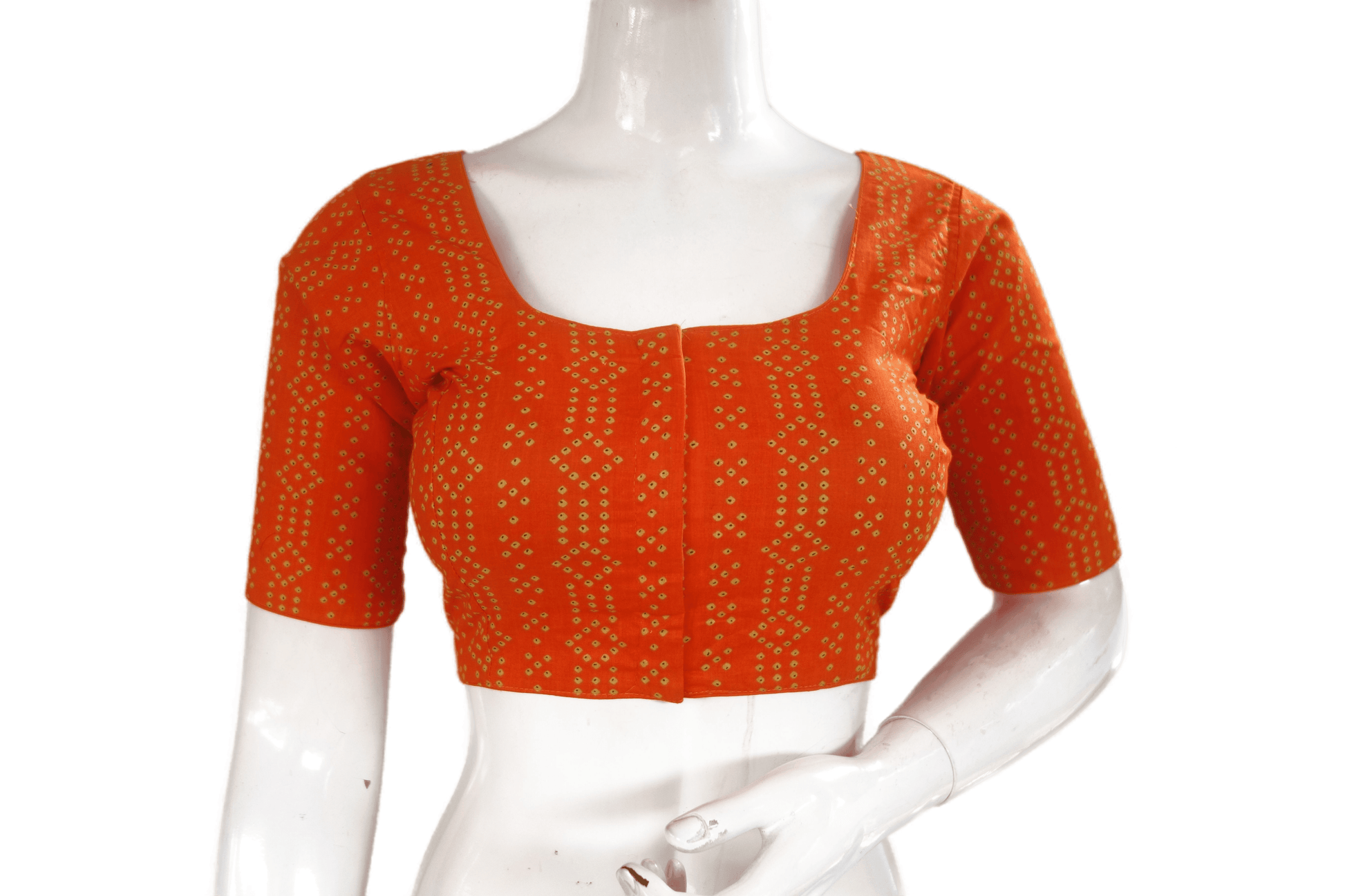 Orange Color Cotton Printed Readymade Saree Blouse - D3blouses