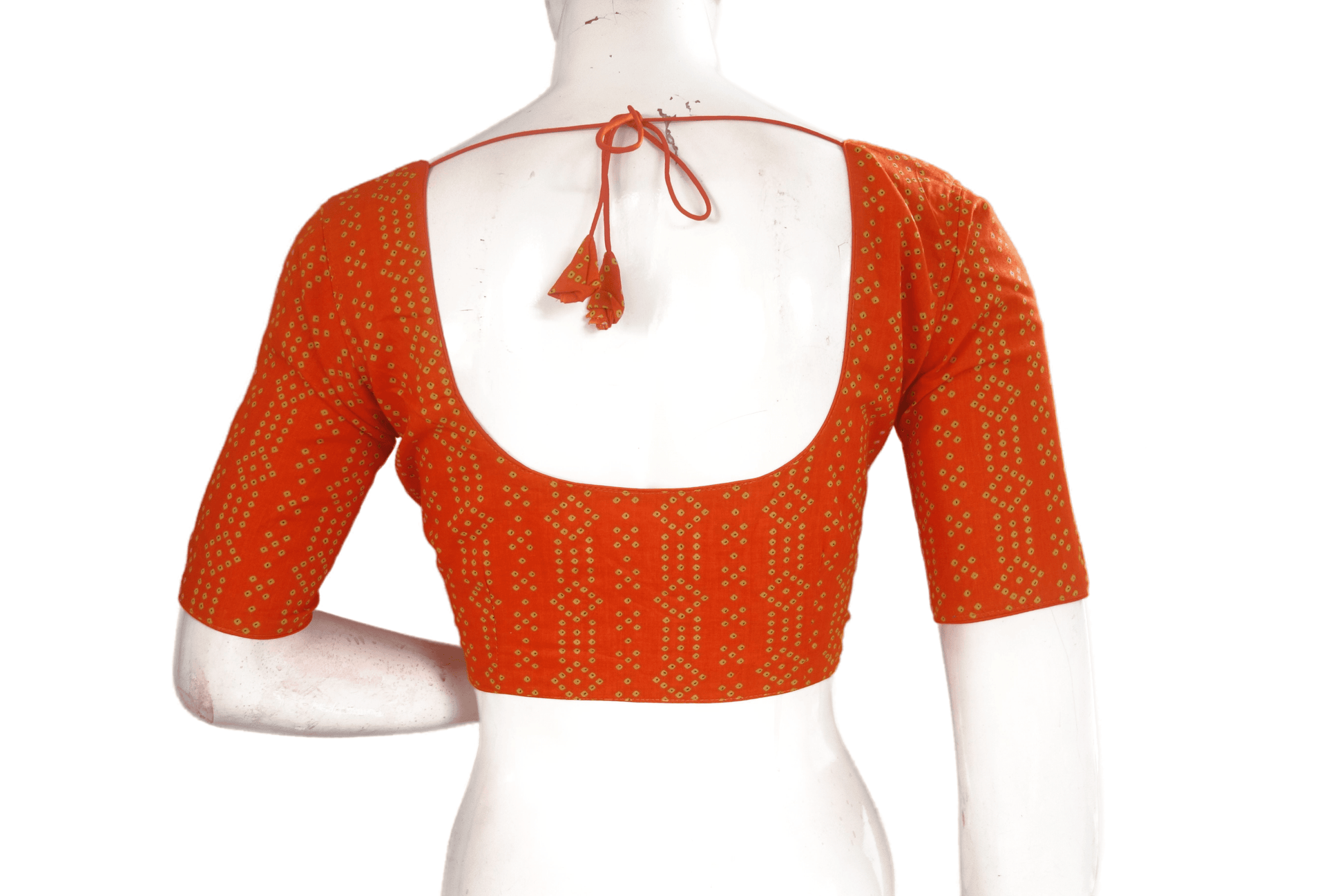 Orange Color Cotton Printed Readymade Saree Blouse - D3blouses