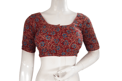 Maroon Color Cotton Printed Readymade Saree Blouse - D3blouses