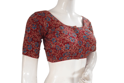 Maroon Color Cotton Printed Readymade Saree Blouse - D3blouses