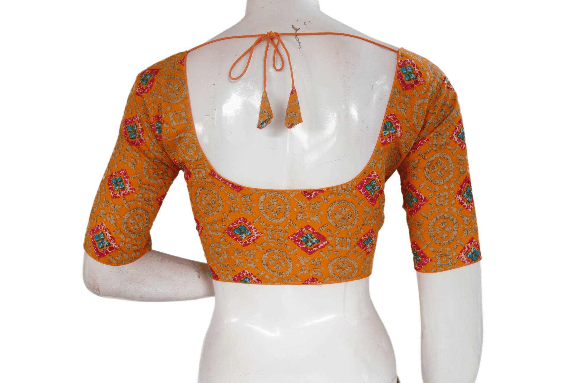 Mustard Yellow Color Cotton Printed Readymade Saree Blouse - D3blouses