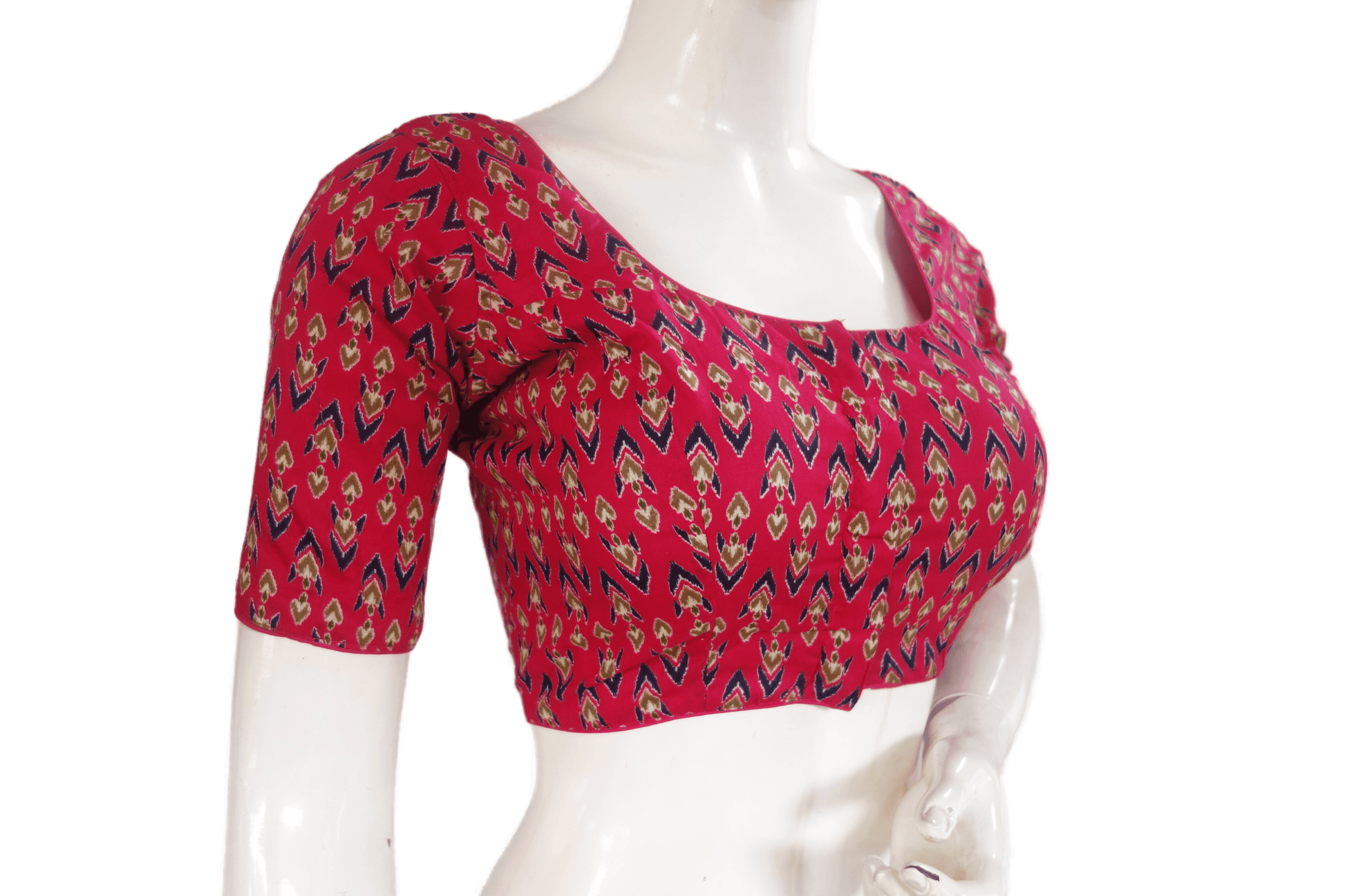 Dark Pink Color Cotton Printed Readymade Saree Blouse - D3blouses