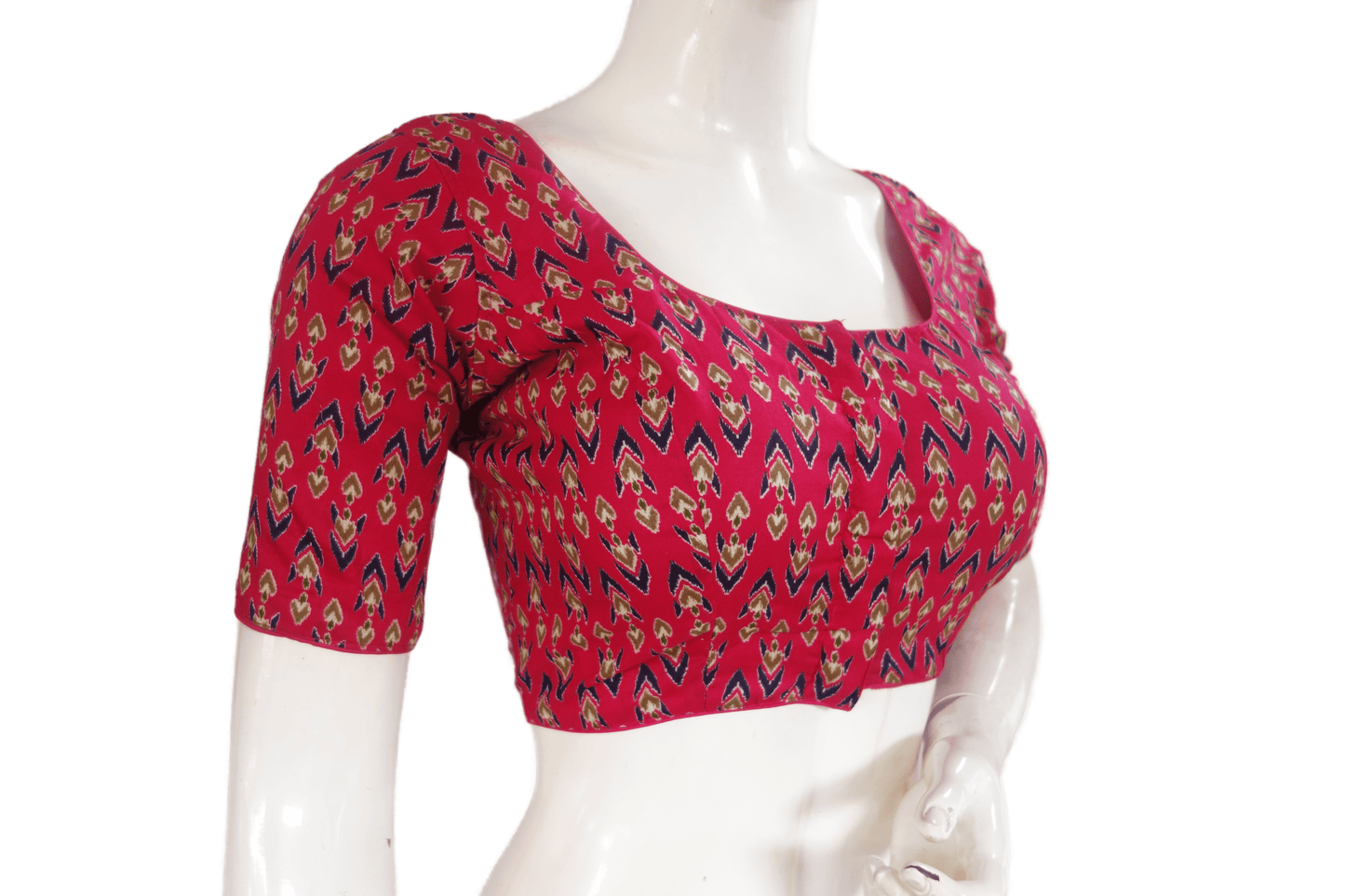 Dark Pink Color Cotton Printed Readymade Saree Blouse - D3blouses