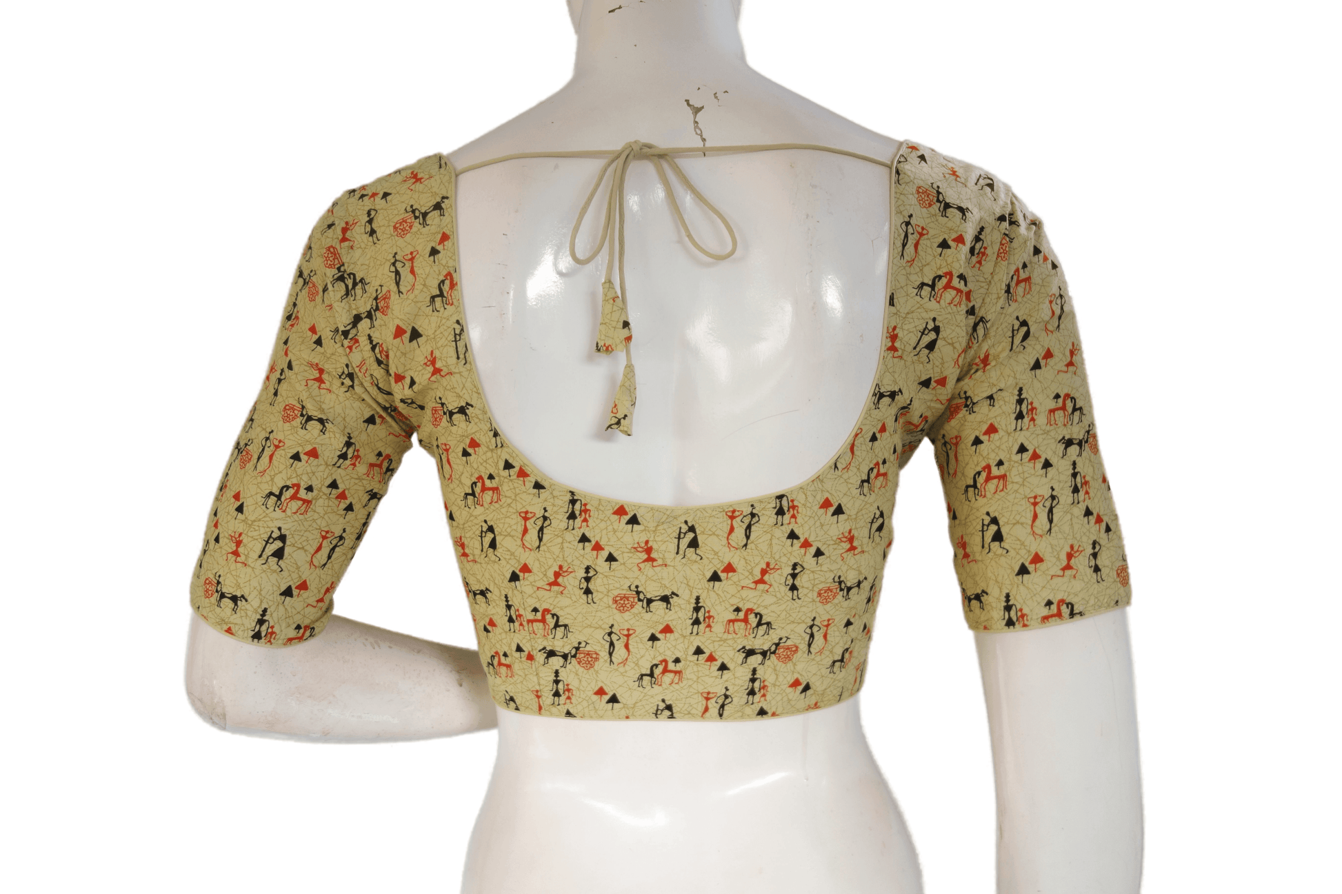 Gold Color Cotton Printed Readymade Saree Blouse - D3blouses