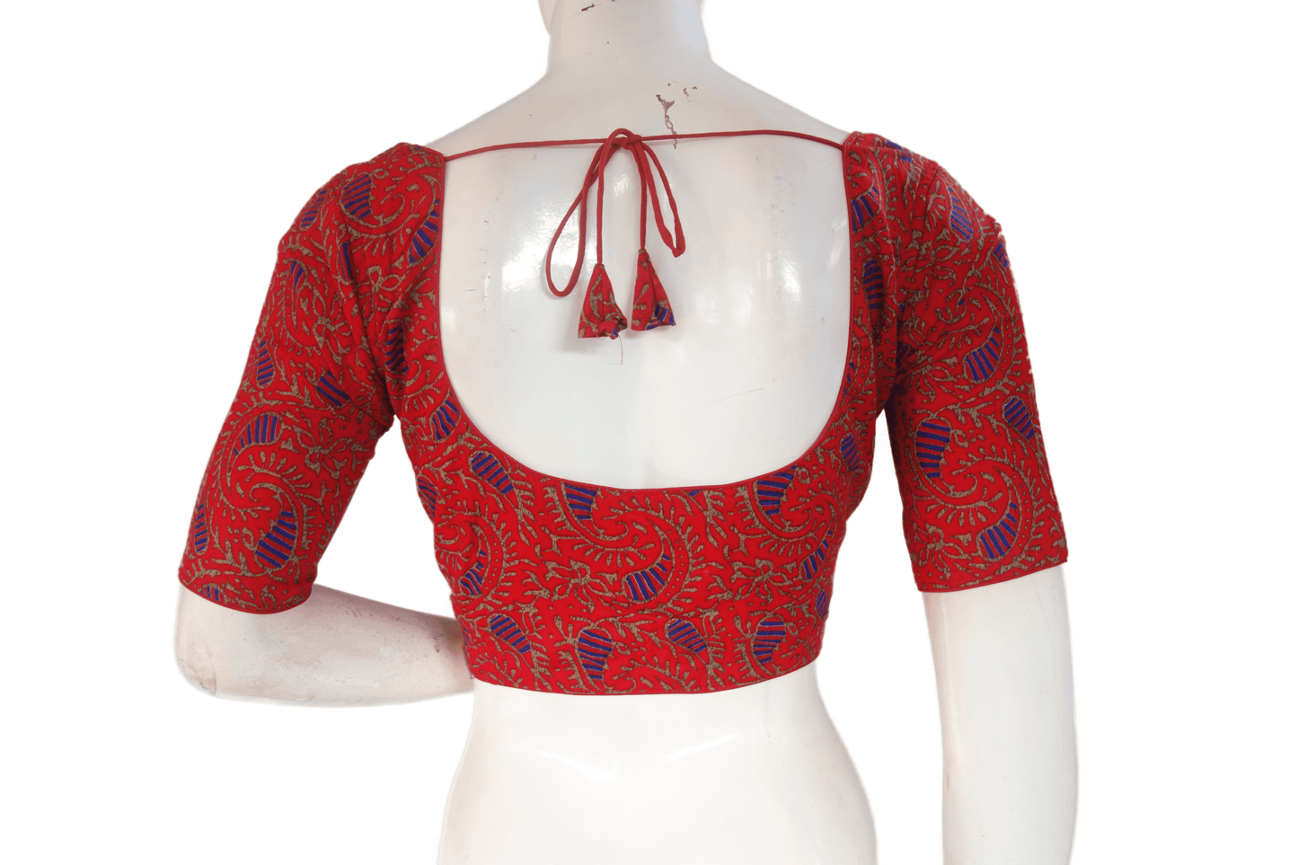 Red Color Cotton Printed Readymade Saree Blouse - D3blouses
