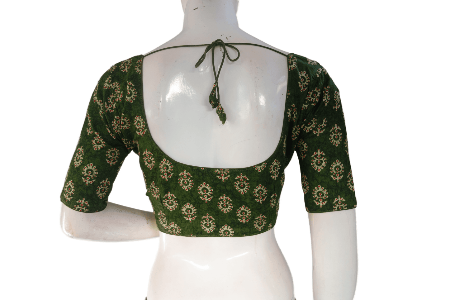 Green Color Cotton Printed Readymade Saree Blouse - D3blouses