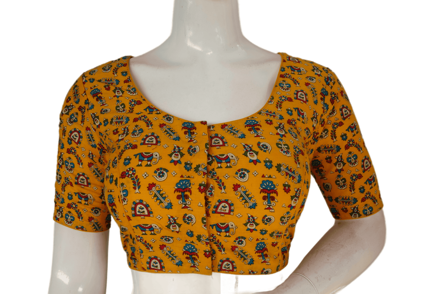 Yellow Color Patola Print Cotton Readymade Saree Blouse - D3blouses
