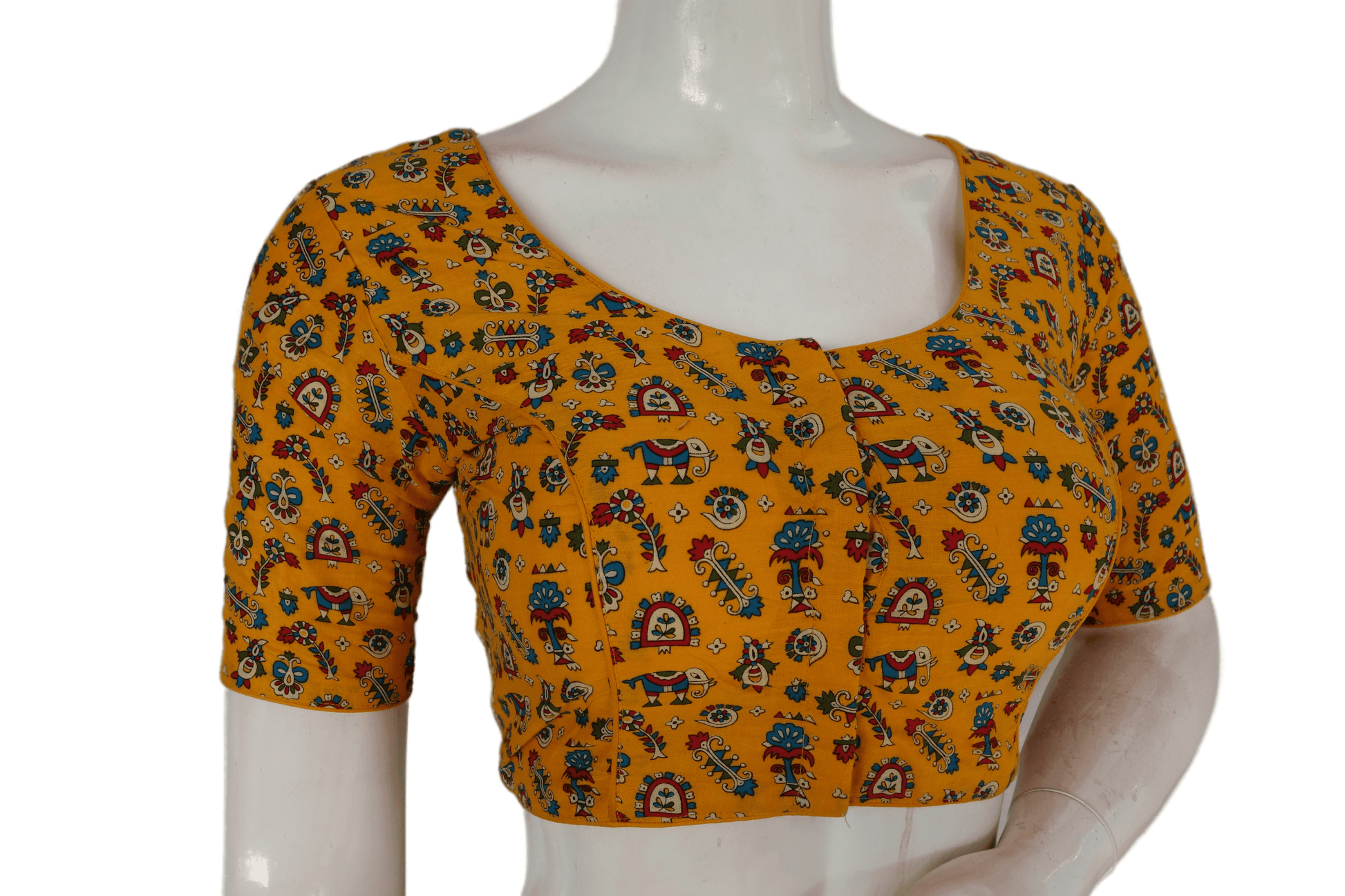 Yellow Color Patola Print Cotton Readymade Saree Blouse - D3blouses