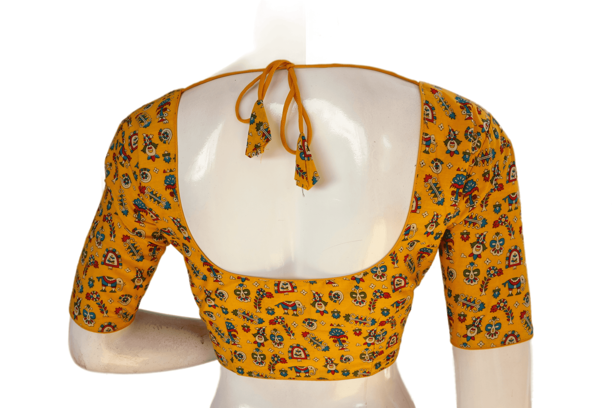 Yellow Color Patola Print Cotton Readymade Saree Blouse - D3blouses