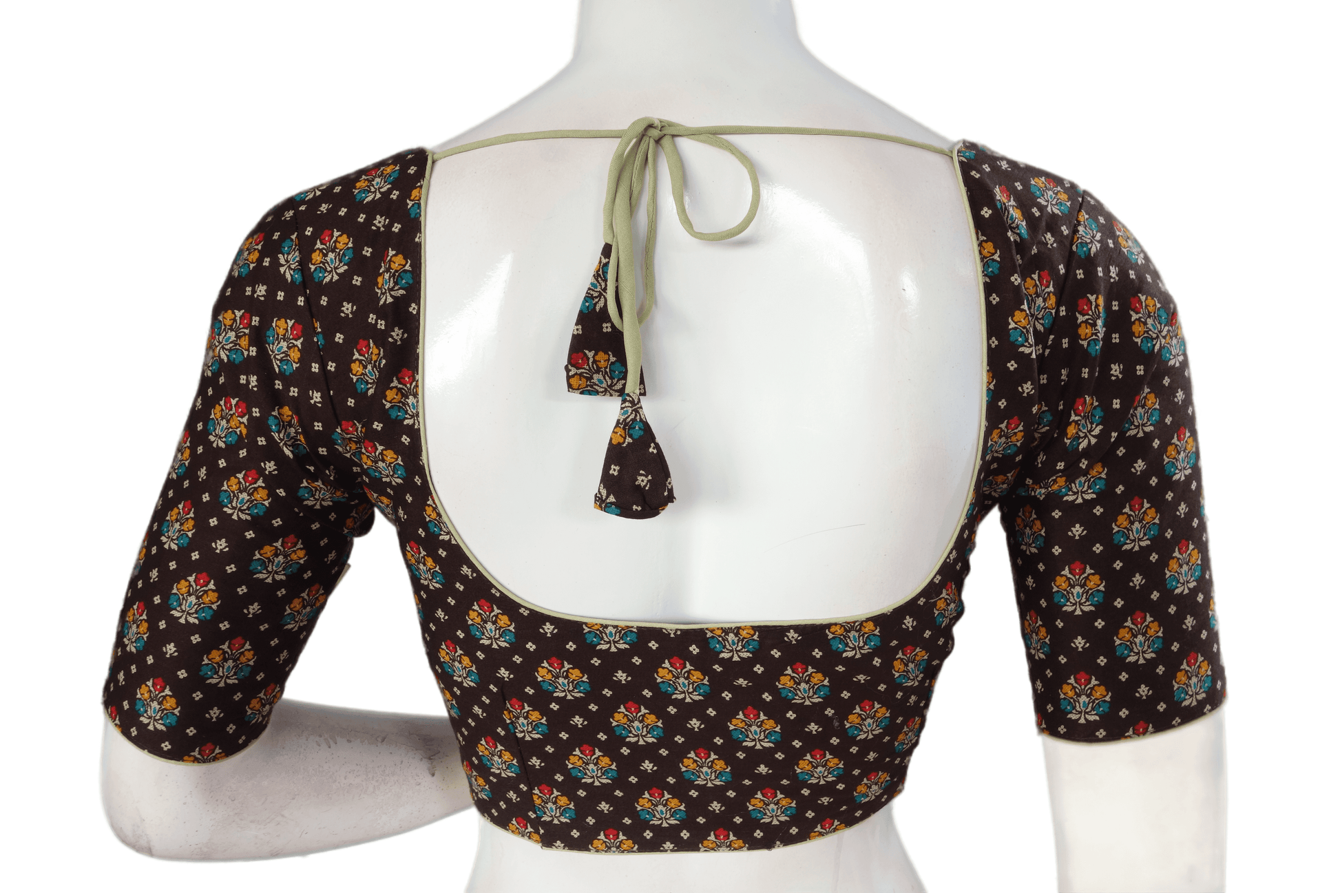 Brown Color Patola Print Cotton Readymade Saree Blouse - D3blouses