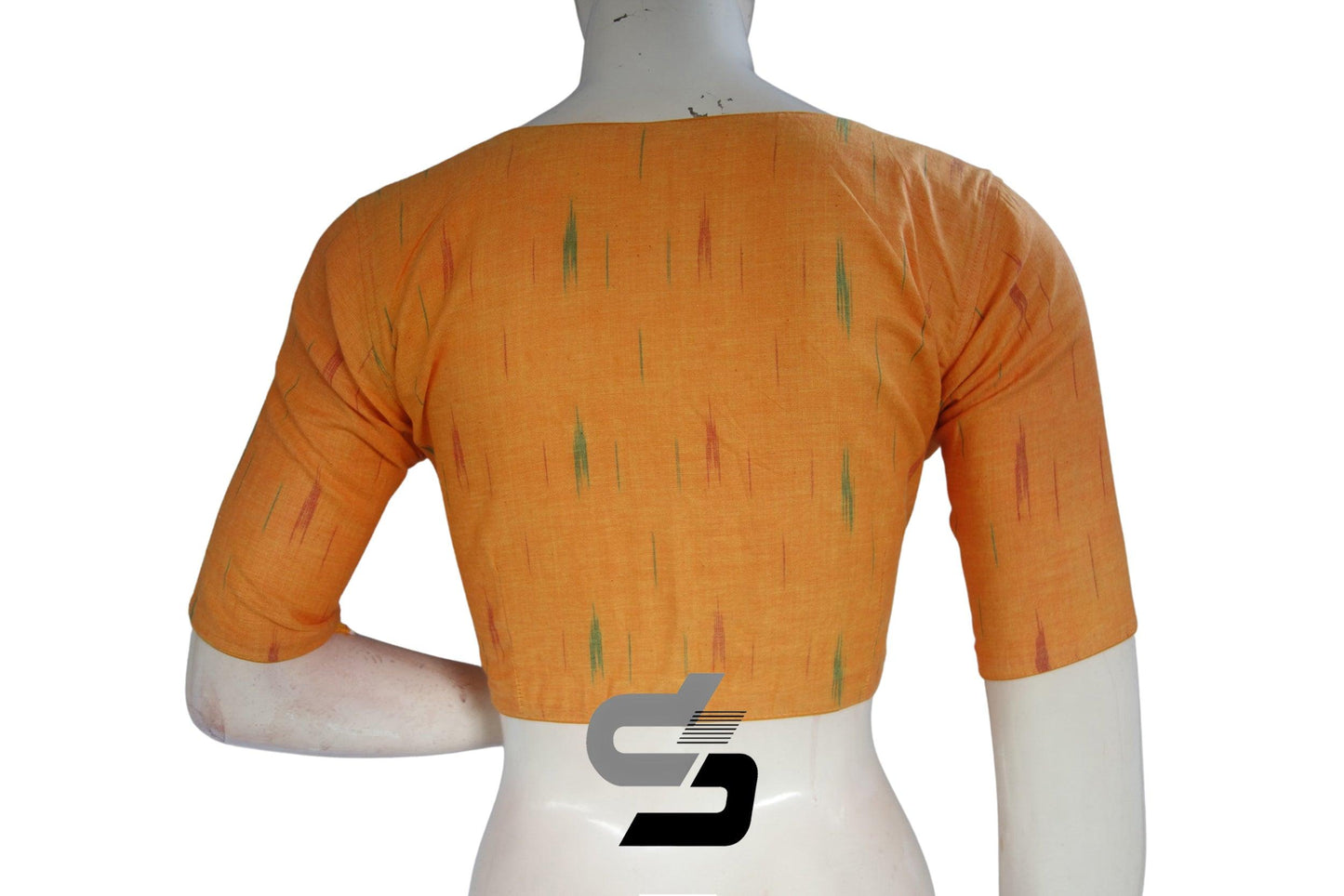 Mustard Yellow Color Ikkat Highneck Readymade Saree Blouse - D3blouses