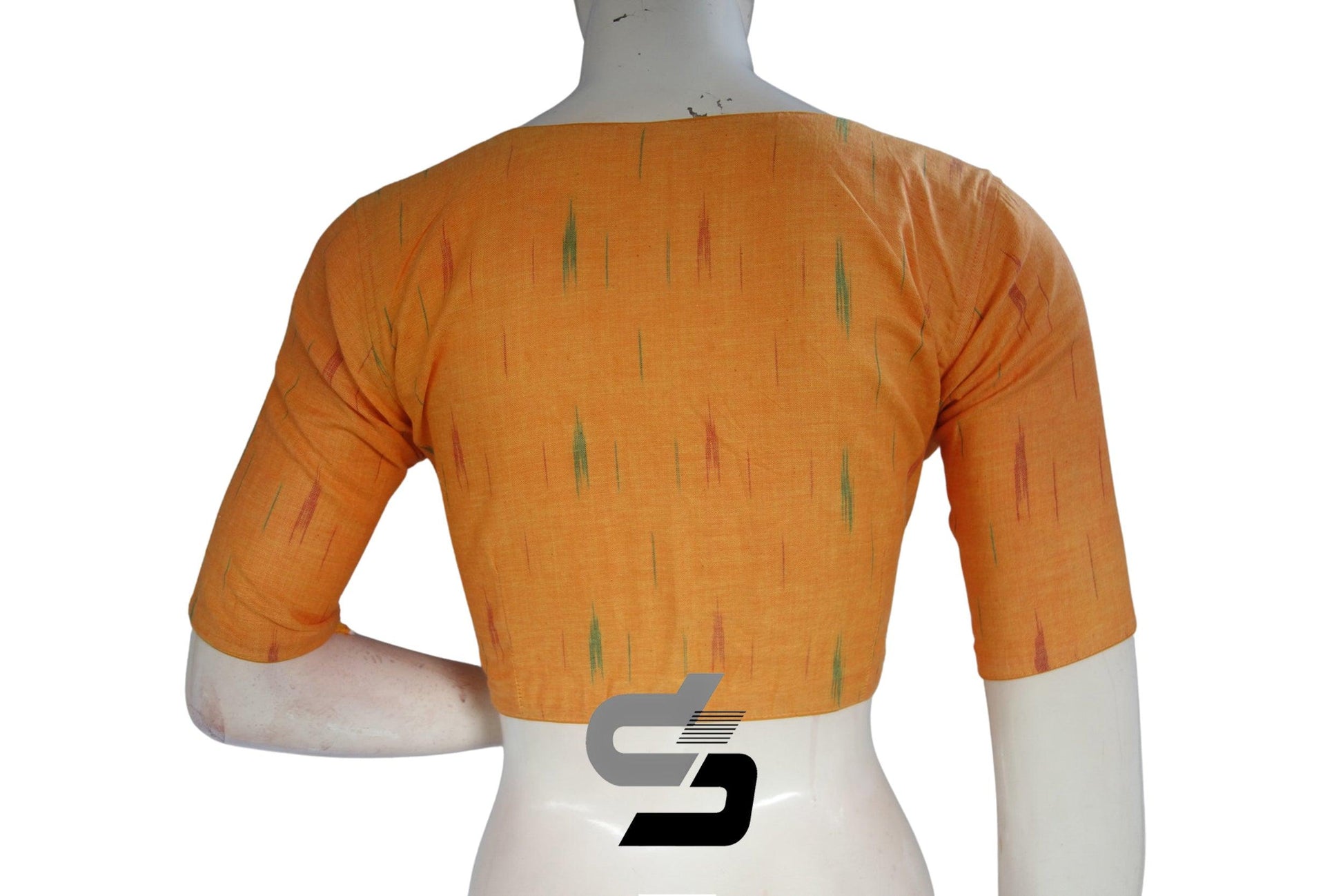 Mustard Yellow Color Ikkat Highneck Readymade Saree Blouse - D3blouses