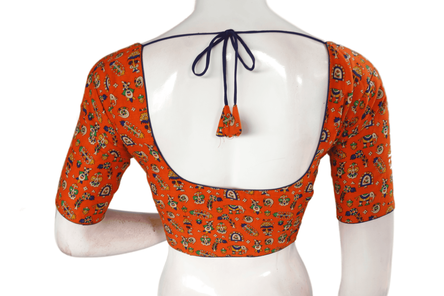 Orange Color Patola Print Cotton Readymade Saree Blouse - D3blouses