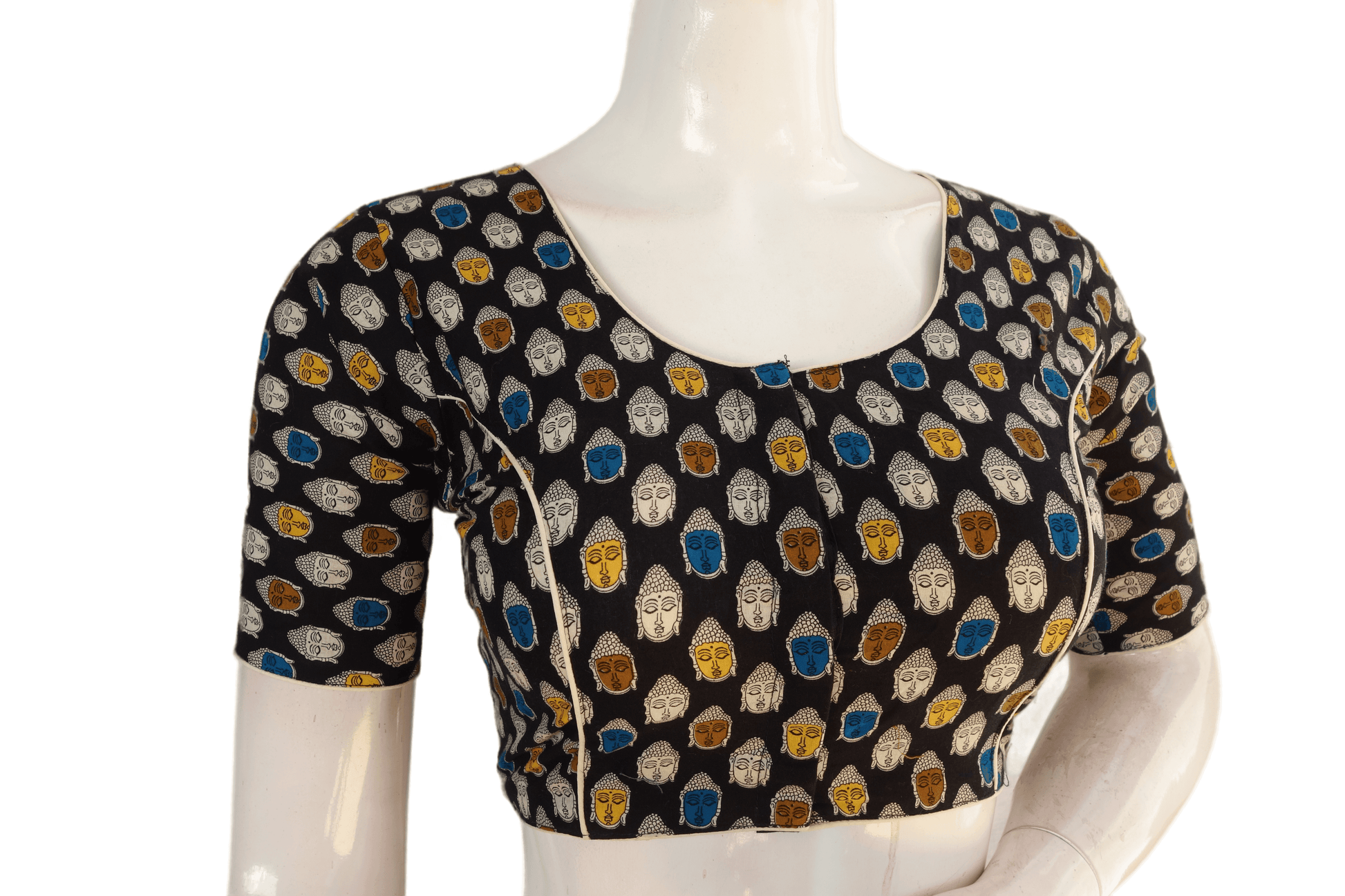 Black Color Patola Print Cotton Readymade Saree Blouse - D3blouses